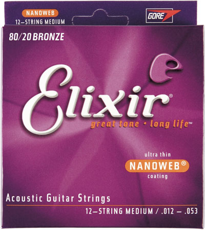 Elixir 11172 80/20 Bronze Nanoweb Coated Acoustic 12 String Med(12-53)