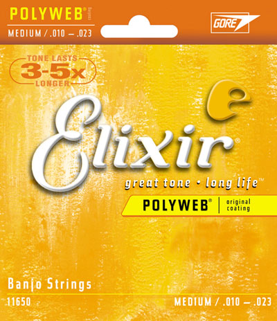 Elixir 11650 Polyweb Banjo Strings Medium, Full Set