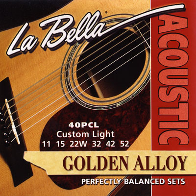La Bella 40PCL Golden Alloy Custom Light, Full Set