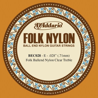 D'Addario Folk Nylon BEC028 1st string (e), normal tension .028