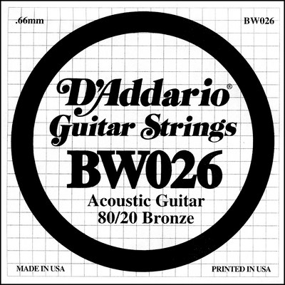 D'Addario BW026 80/20 Bronze Wound .026 inches (.66 mm), Single String