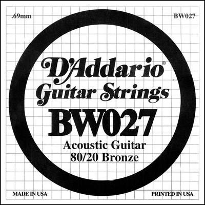 D'Addario BW027 80/20 Bronze Wound .027 inches (.69 mm), Single String