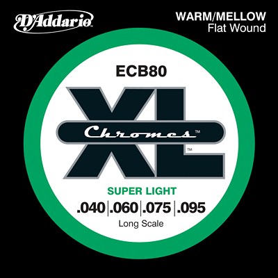 D'Addario Chromes ECB80 Flatwound, Super Light Gauge (40-95), Full Set