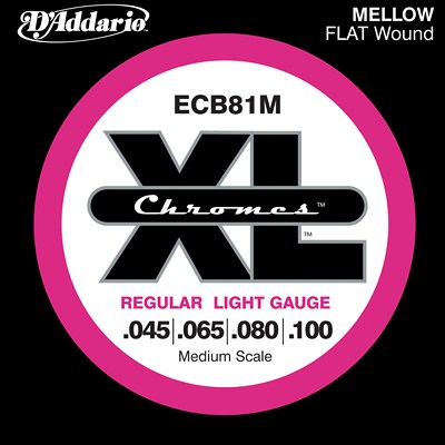 D'Addario Chromes ECB81M Flatwound Regular Light (45 - 100), Full Set