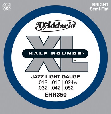 D'Addario EHR350 Half Rounds Jazz Light 12-52, Full Set