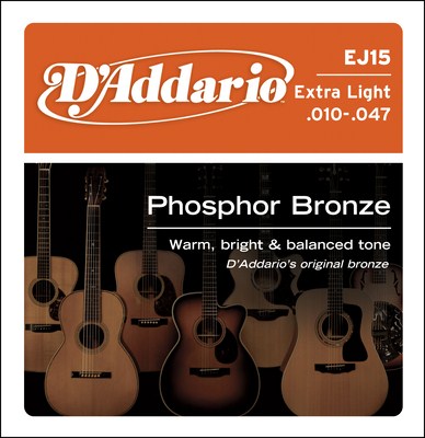 D'Addario EJ15 Extra-Light Phosphor Bronze (10-47) Full Set