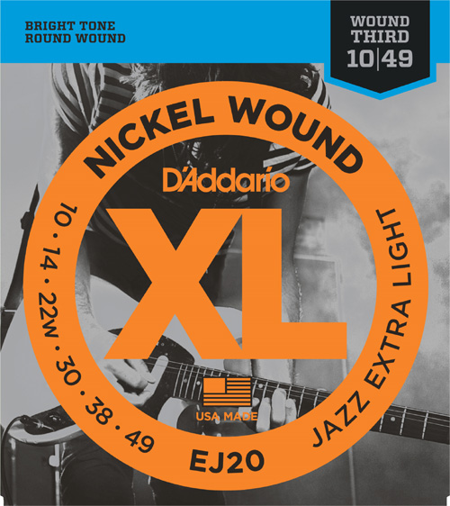 D'Addario EJ20 - Jazz Extra Light Guage, Electric Guitar Full Set