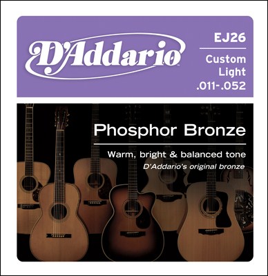 D'Addario EJ26 Custom Light Phosphor Bronze (11-52) Full Set