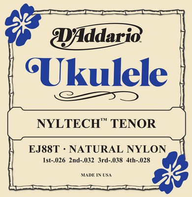 D'Addario Nyltech Natural Nylon Tenor Ukulele EJ88T, Full Set