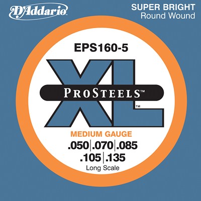 D'Addario EPS160-5 ProSteels Electric Bass Medium 5 String (50-135)