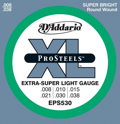D'Addario EPS530 ProSteels Extra-Super Light Gauge, Full Set