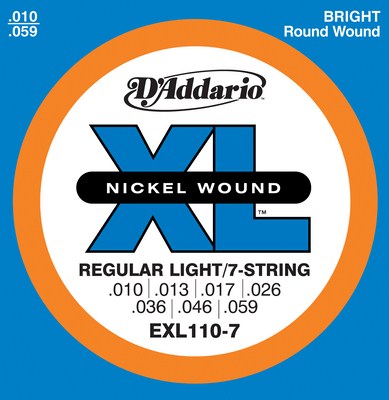 D'Addario EXL110-7 Nickel Seven String, Regular Light, Full Set