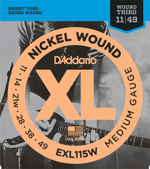 D'Addario XL Nickel Round Wound EXL115W Wound 3rd, Full Set