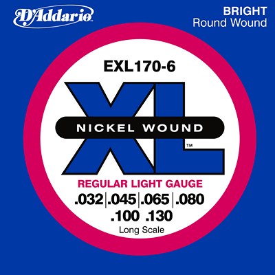 D'Addario Nickel Wound EXL170-6 Regular Light (32-130), Full Set
