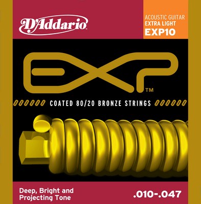 D'Addario EXP10 Extra-Light EXP Coated 80/20 Bronze, Full Set