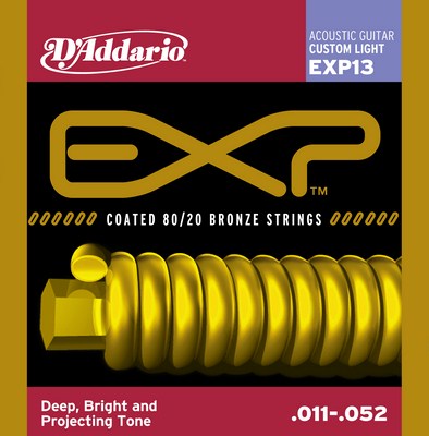 D'Addario EXP13 Custom-Light EXP Coated 80/20 Bronze, Full Set