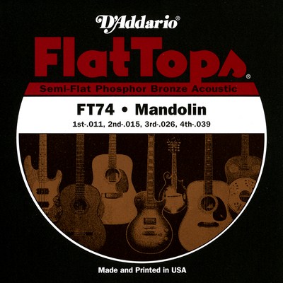 D'Addario FT74 Mandolin Semi-Flat (8 strings), Full Set