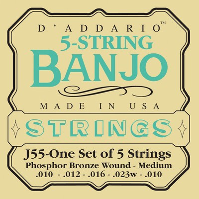 D'Addario J55 - Phosphor Bronze Wound 5 Strings, Full Set
