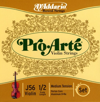 D'Addario Pro Arte Violin J56 1/2 Medium Tension, Full Set