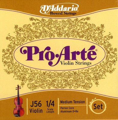 D'Addario Pro Arte Violin J56 1/4 Medium Tension, Full Set