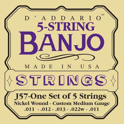 D'Addario J57 - Nickel Wound Custom Medium Gauge 5 strings, Full Set