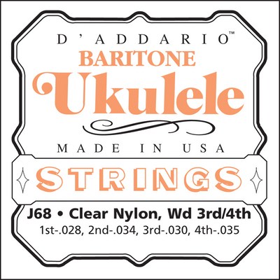 D'Addario Ukulele Strings J68 Baritone Ukulele, Full Set