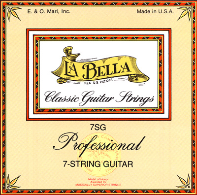 La Bella 7SG Professional Seven String Guitar, Full Set