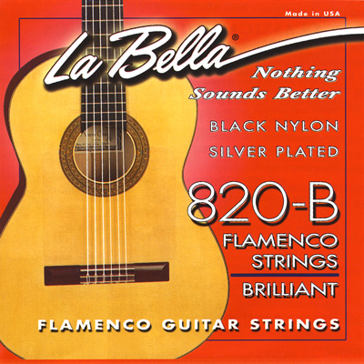 La Bella 820B Elite Flamenco with Black Trebles Med Tension Full Set
