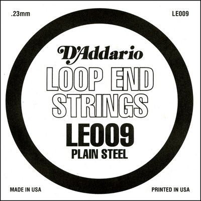D'Addario LE009 Plain Steel Loop End .009 inches (.23 mm), Single