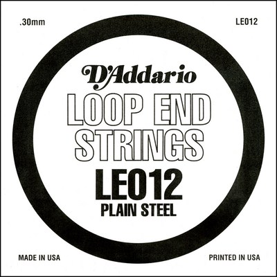 D'Addario LE012 Plain Steel Loop End .012 inches (.30 mm), Single