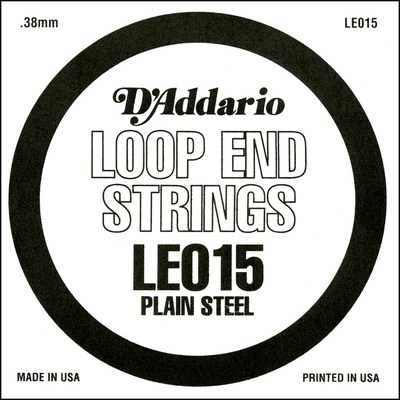 D'Addario LE015 Plain Steel Loop End .015 inches (.38 mm), Single