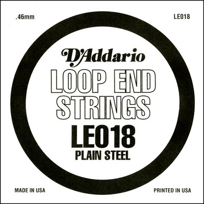 D'Addario LE018 Plain Steel Loop End .018 inches (.43 mm), Single