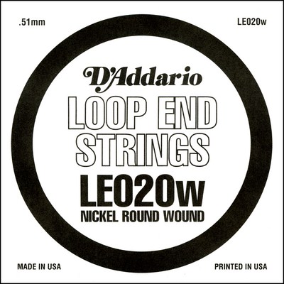 D'Addario LE020W Nickel Wound Loop End .020 in, Single String