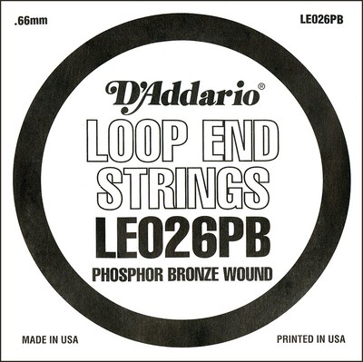 D'Addario LE026PB Phosphor Bronze Loop End .026 in, Single String