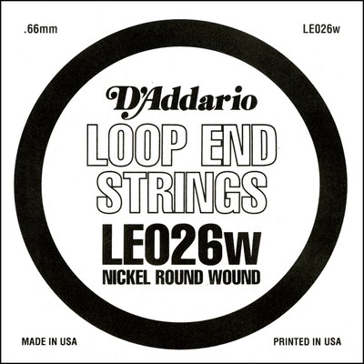 D'Addario LE026W Nickel Wound Loop End .026 in, Single String