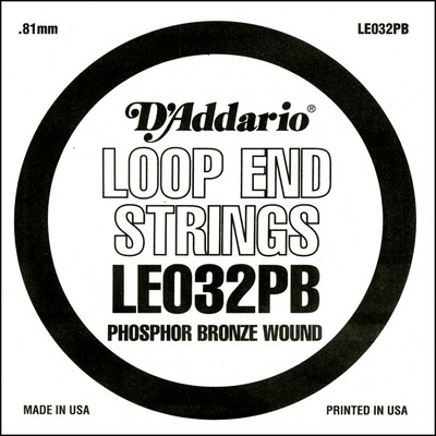 D'Addario LE032PB Phosphor Bronze Loop End .032 in, Single String