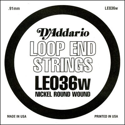 D'Addario LE036W Nickel Wound Loop End .036 in, Single String