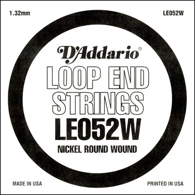 D'Addario LE052W Nickel Wound Loop End .052 in, Single String