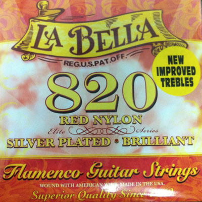 La Bella 820 Elite Flamenco (Red Trebles) Medium Tension, Full Set