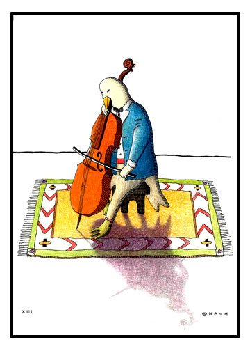 Lefty Plays the Cello Notecard by illustrator Nancy Nash