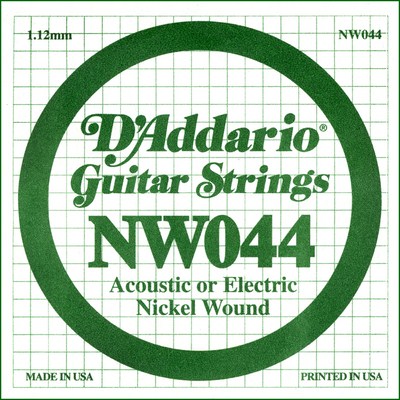 D'Addario NW044 Nickel Wound .044 inches (1.12 mm), Single String