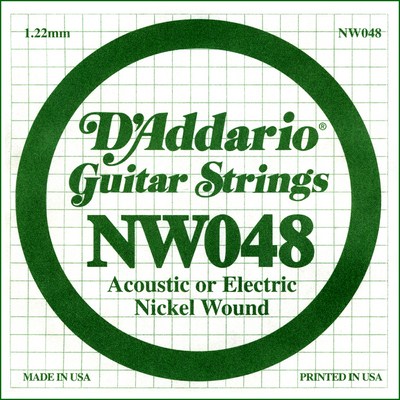 D'Addario NW048 Nickel Wound .048 inches (1.22 mm), Single String
