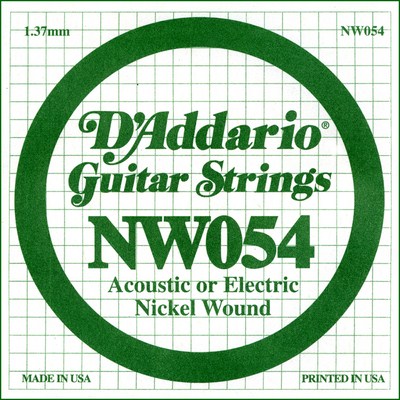 D'Addario NW054 Nickel Wound .054 inches (1.37 mm), Single String