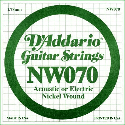 D'Addario NW070 Nickel Wound .070 inches (1.78 mm), Single String
