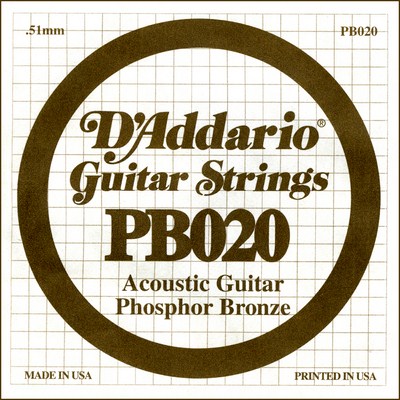 D'Addario PB020 .020 inches (.51 mm), Single String