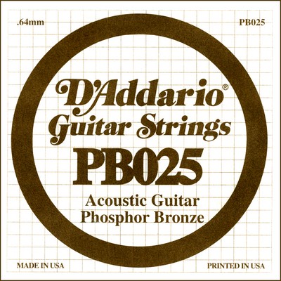D'Addario PB025 .025 inches (.64 mm), Single String