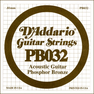 D'Addario PB032 .032 inches (.81 mm), Single String