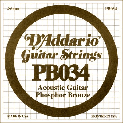 D'Addario PB034 .034 inches (.86 mm), Single String