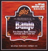 GHS PF145 Professional Banjo, Medium Light Gauge 5 String, Full Set