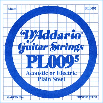 D'Addario PL0095 Plain Steel Ball End .0095 in. (.24 mm), Single